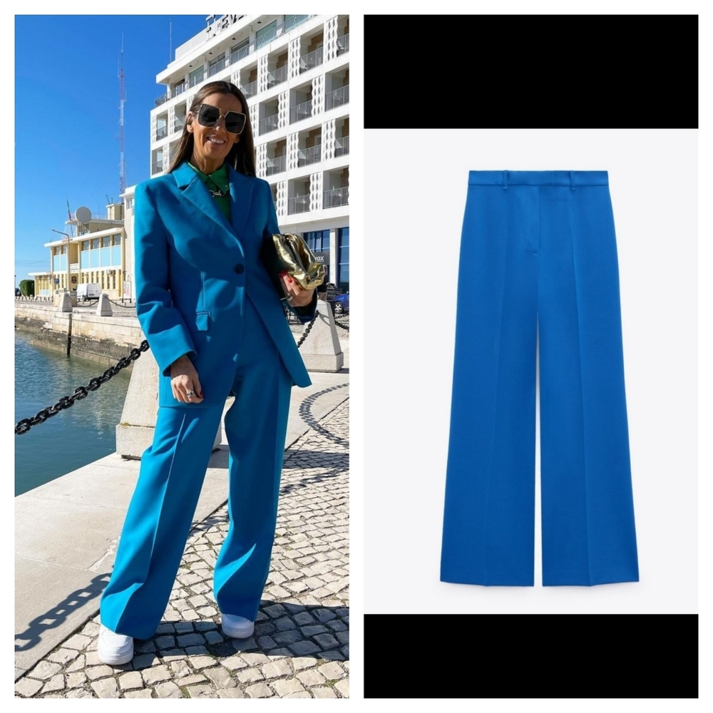 Zara Straight Leg Pants Limited Edition Blue NWT